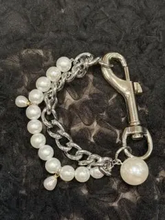ハンドメイド パールとチェーンのブレスレット
