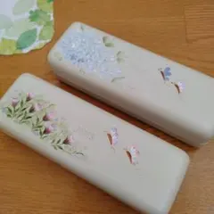 【新品】メガネケース(メガネ拭き付) 2個 トールペイント作品 ナチュラル雑貨
