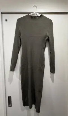 H&M カーキニットロングワンピース M