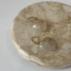 《K18YG》ルチルクォーツのハートピアス