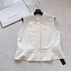 未使用✨フォクシー 定価5.9万 22AW ブリオントップ ブラウス 白 42