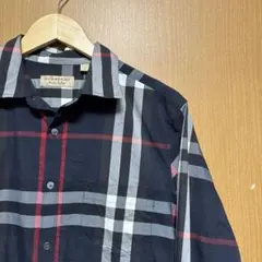 金タグ　BURBERRY LONDON ノバチェックシャツ　ブラック　L ギガ