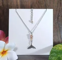 ハワイアンジュエリー❀ホエールテール ネックレス シルバー❀ピンク No.854