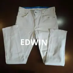 EDWIN　ホワイト デニムパンツ ウエストブルー涼しげ　ゴルフにものサムネイル