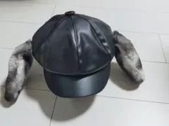 スヌーピー耳付き黒キャップ