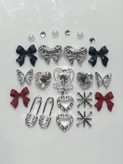 メタル　ネイルパーツ　ゴシック　地雷　17個　y2k おまけパーツストーン