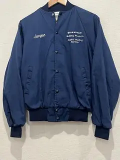 90s USA製 Firestone 刺繍 ブルゾンネイビー