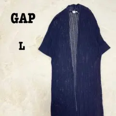 GAP 透かし編み ロング カーディガン 半袖 ニット メッシュ コットン100のサムネイル