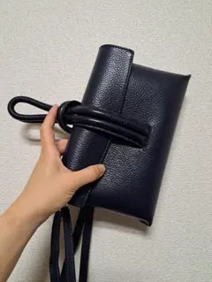 BORSA IN PELLE　ネイビーショルダーバッグ本革