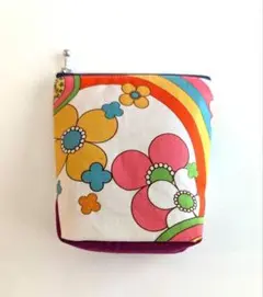 ハンドメイド★マチ付きマルチポーチ★昭和レトロお花柄
