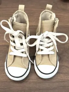CONVERSE キッズ ハイカット15cm ベージュ サイドジップ 保育園