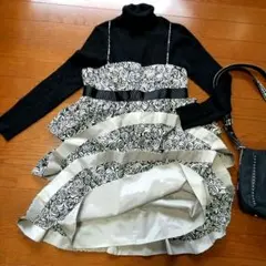 ジルスチュアート 花柄 フリル チュニック ミニワンピース L