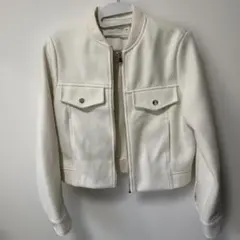 ZARA ホワイト ソフトプラケットジャケット XS