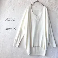 AZUL Vネックドルマン薄手ニット Sサイズ 白 ゆったり 無地 1349
