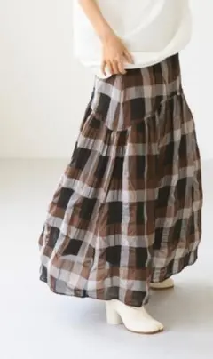 TODAYFUL Chambray Check Skirt