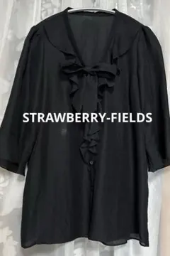 STRAWBERRY FIELDS 五分袖フリルブラウス 透け感あり涼しげ