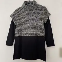 花柄刺繍タートルネックチュニック