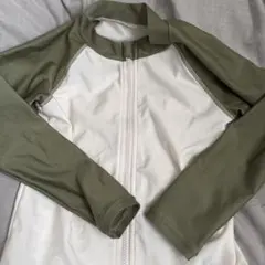 110cm フルジップ ラッシュガード オリーブ/ホワイト