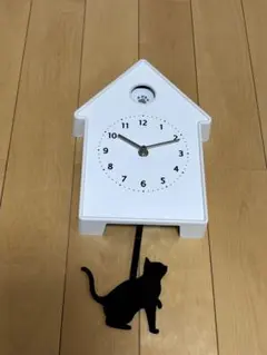 猫モチーフ 掛け時計 ハウス型 ホワイトのサムネイル