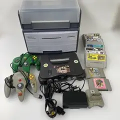 NINTENDO64本体 ゲームセット＋スーパーファミコンソフト9本＋収納ケース