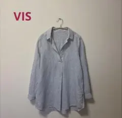 VIS スキッパーリネンシャツ ストライプ 長袖のサムネイル