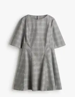 H&M グレー チェック柄 半袖ワンピース