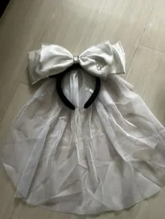 ミニーちゃんカチューシャ/ホワイトリボンベール