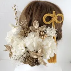 【MPG】 ゴールド 髪飾り　前撮り　結婚式　成人式　フォトウェディング　振袖
