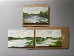 風景画 3点　 油彩