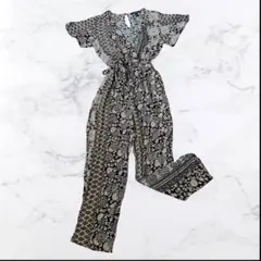 Forever 21 ボタニカル柄 サロペット オールインワン 着物風 Mのサムネイル
