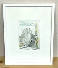 森本計一 パリ ラスパイユ 朝市の立つ通り パステル画 フランス 風景画