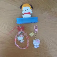 ハローキティ ポチャッコ ボールチェーン キーホルダーセット 平成