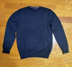 OLZEN ネイビー カシミヤブレンド クルーネックセーター