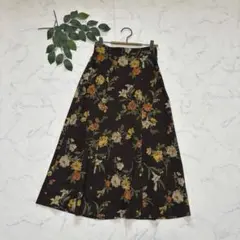 8182✾イマージュ✾ロングスカート【60】花柄/Aライン/レーヨン混/ブラウンのサムネイル