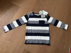 【新品】キッズ 長袖カットソー ネイビー ホワイト ストライプ