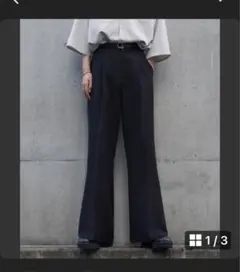 美品　cussil TRストレッチルーズシルエットハイウエストフレアパンツ