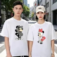 一度も使用していない ミッキー＆ミニー プリント 半袖 T シャツ BX128