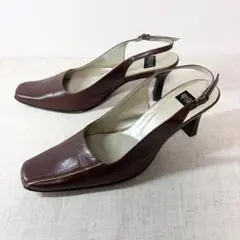 美品★卑弥呼 ヒミコ パンプス バックストラップ スクエアトゥ 本革 24.5のサムネイル
