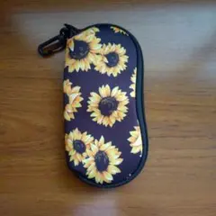 ひまわり柄 メガネケース ジッパー付き