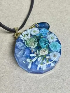 【N.723】ハンドメイドネックレス　オルゴナイト　薔薇　アクアマリン