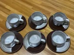 昭和レトロ荻殿 陶器製カップ・ソーサー6個セット
