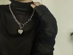 ーmix chainハートネックレスー　サージカルステンレスチェーンネックレス