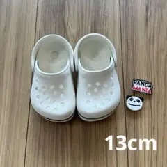 【クロックス風】ベビーサンダル 白　パンダチャーム付き13cm
