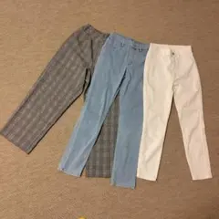 カジュアルパンツ 3点セット グレー 水色 白
