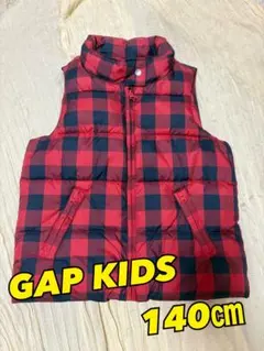 GapKids 赤・紺 チェック ダウンベスト