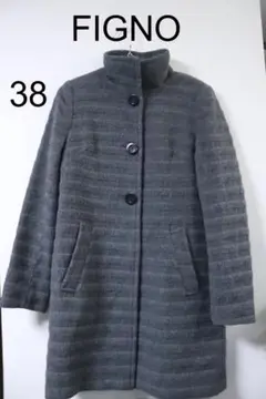 プロフ必読FIGNOアンゴラ混ウールロングコート/高品質良品38
