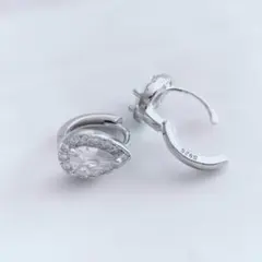 シルバー925純銀製　ドロップフープピアス　シルバーリング　金属アレルギー対応