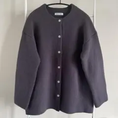 ナチュラルビューティーベーシックFOX接結コーディガンスナップカーディガングレー