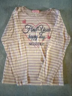 メゾピアノジュニア 長袖Tシャツ ボーダー ハートプリント