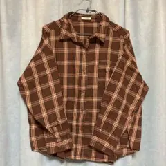 COLZA チェック柄 長袖シャツ ブラウン Mサイズ
